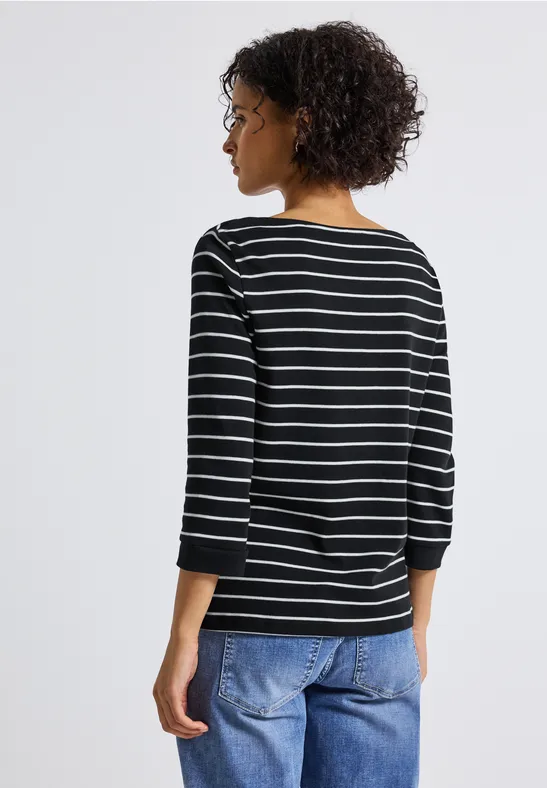 Gestreiftes Basic Shirt Black