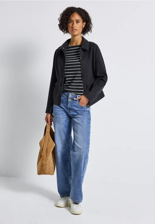 Gestreiftes Basic Shirt Black