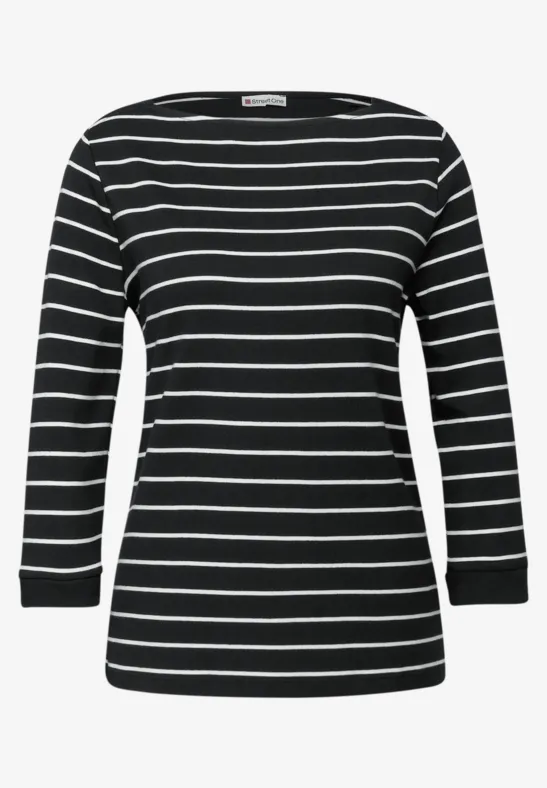 Gestreiftes Basic Shirt Black
