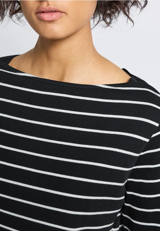 Gestreiftes Basic Shirt Black
