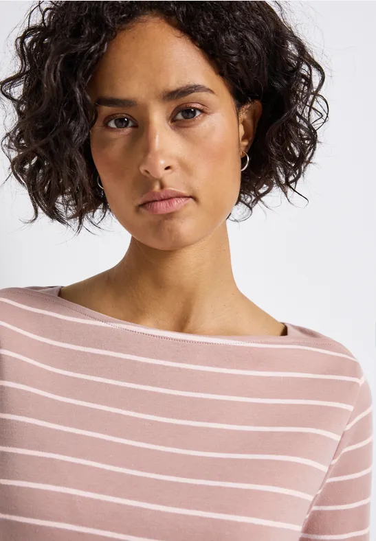 Gestreiftes Basic Shirt faded rose