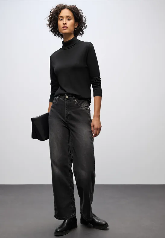 Basic Rollkragen-Shirt Black