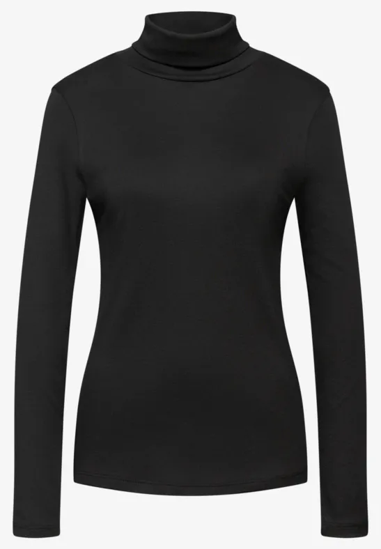 Basic Rollkragen-Shirt Black