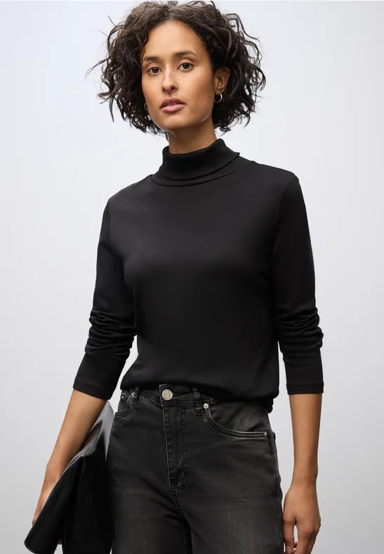 Basic Rollkragen-Shirt Black
