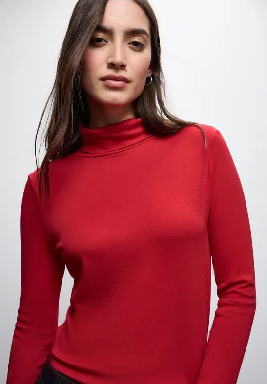 Basic Rollkragen-Shirt racing red