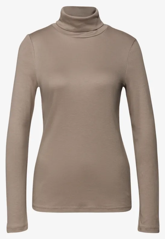 Basic Rollkragen-Shirt bark brown