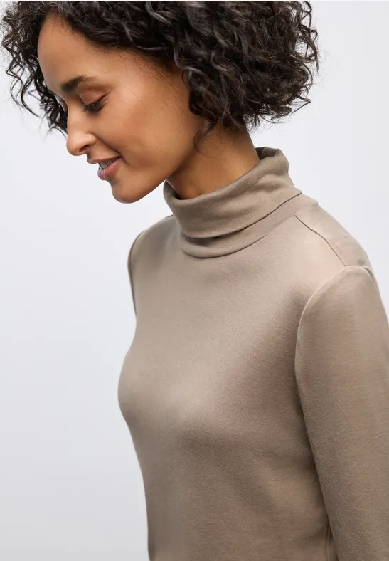 Basic Rollkragen-Shirt bark brown