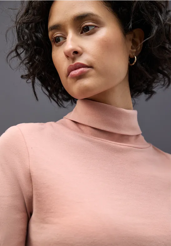 Basic Rollkragen-Shirt faded rose