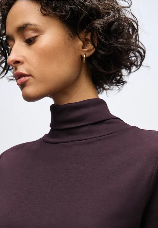 Basic Rollkragen-Shirt jazz berry