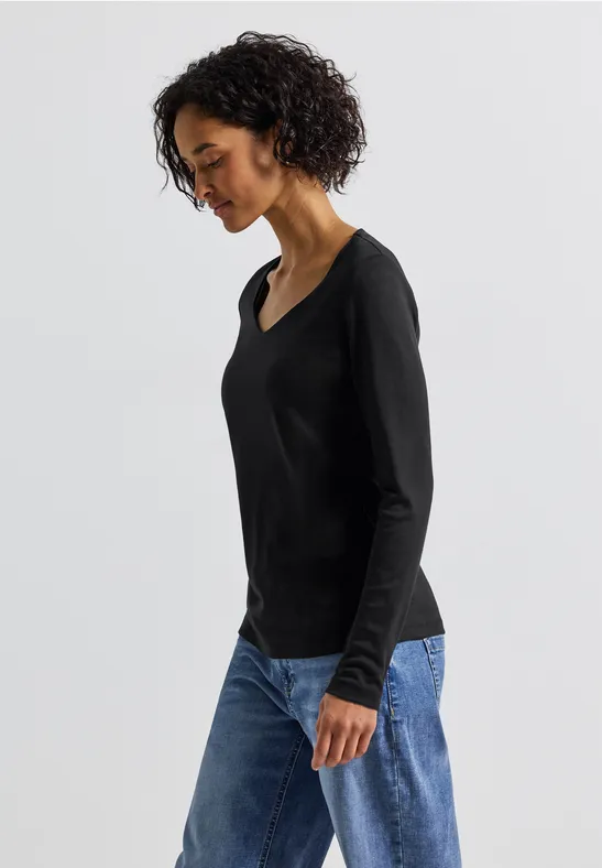 Shirt mit Carrée Ausschnitt Black