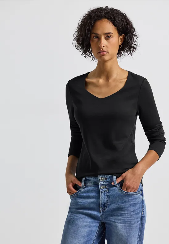 Shirt mit Carrée Ausschnitt Black