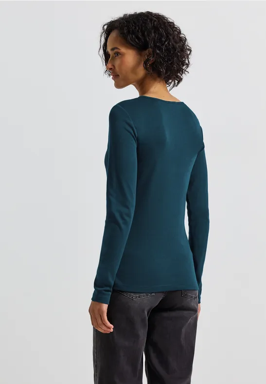 Shirt mit Carrée Ausschnitt tide blue