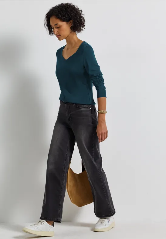 Shirt mit Carrée Ausschnitt tide blue