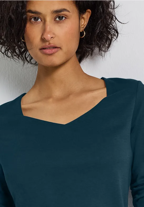 Shirt mit Carrée Ausschnitt tide blue