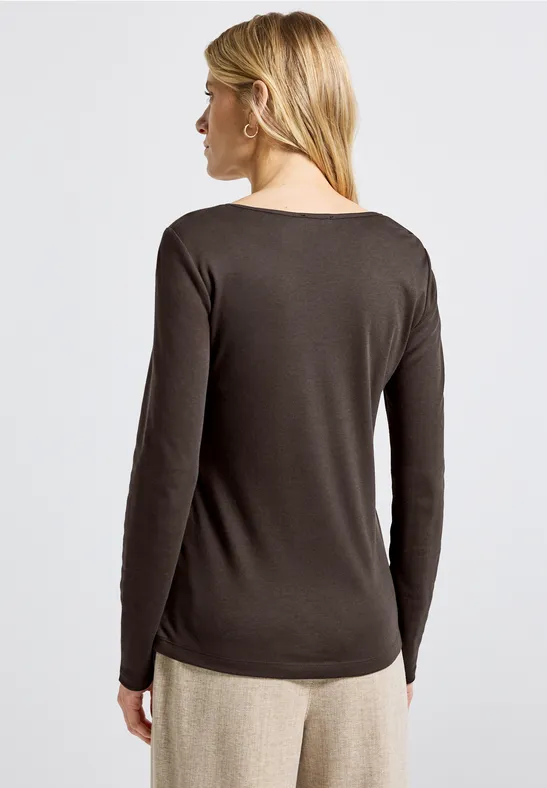 T-shirt avec encolure carrée deep roast brown
