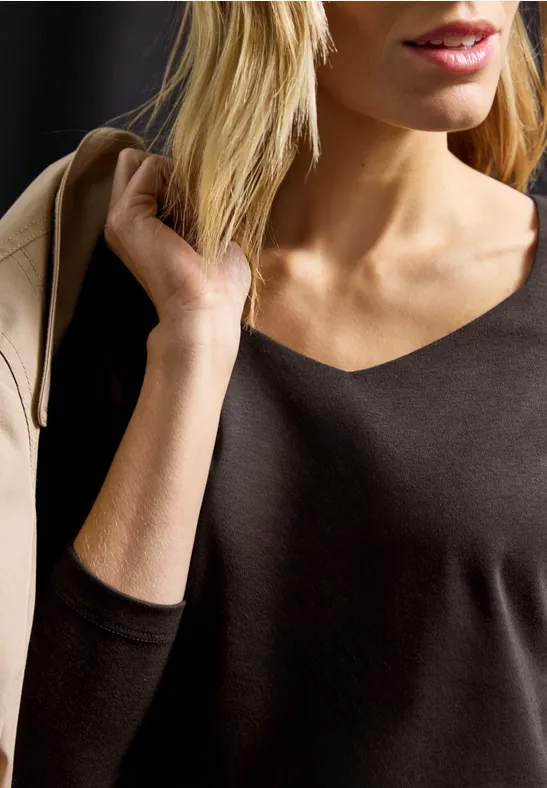 T-shirt avec encolure carrée deep roast brown