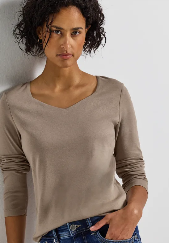 T-shirt avec encolure carrée bark brown