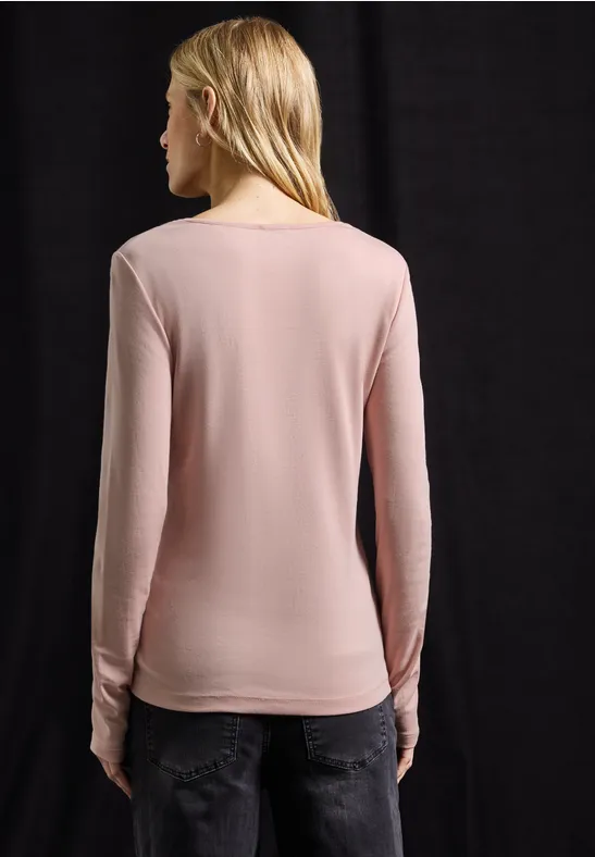 T-shirt avec encolure carrée faded rose
