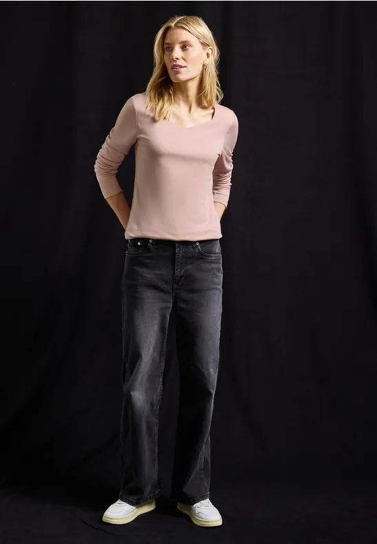 T-shirt avec encolure carrée faded rose