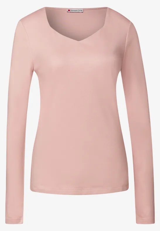 T-shirt avec encolure carrée faded rose