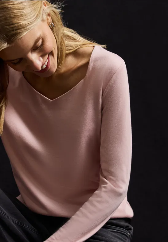 T-shirt avec encolure carrée faded rose