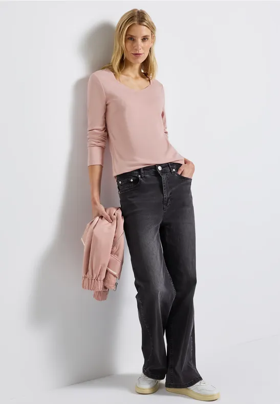 T-shirt avec encolure carrée faded rose