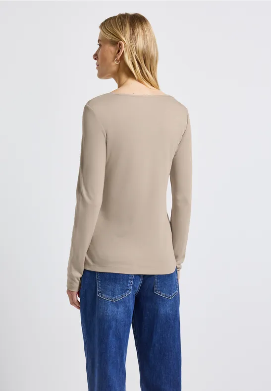 T-shirt avec encolure carrée morning beige