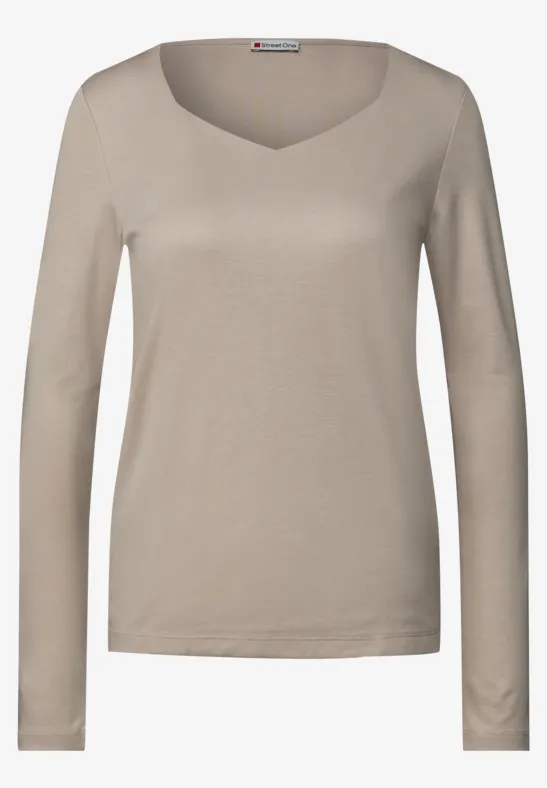 T-shirt avec encolure carrée morning beige