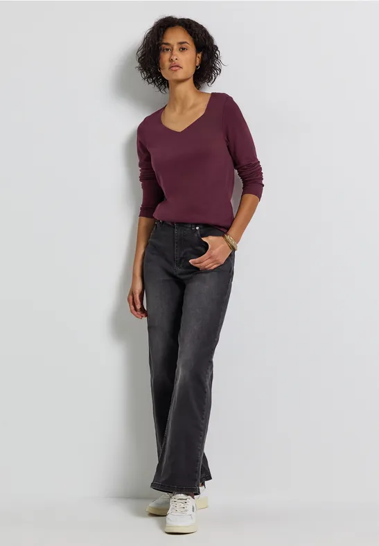 Shirt mit Carrée Ausschnitt noble red