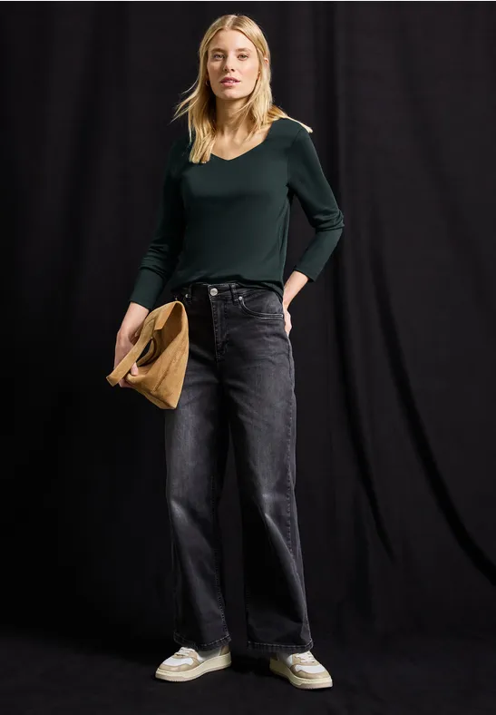 T-shirt avec encolure carrée evernight green