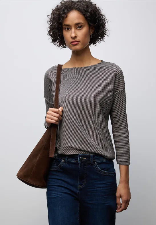 Shirt mit Rippstruktur deep roast brown