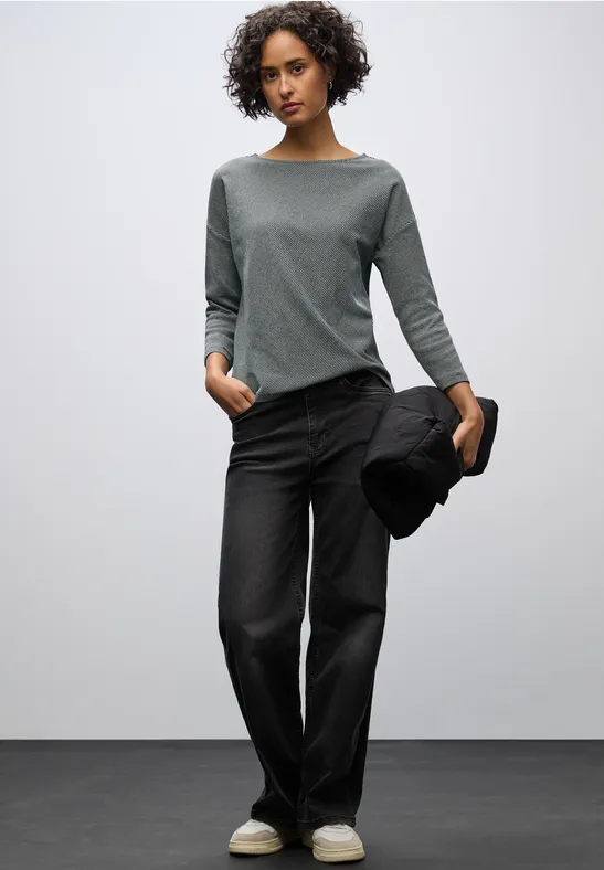 Shirt mit Rippstruktur evernight green