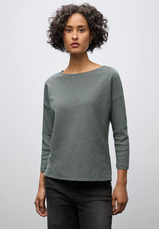 Shirt mit Rippstruktur evernight green