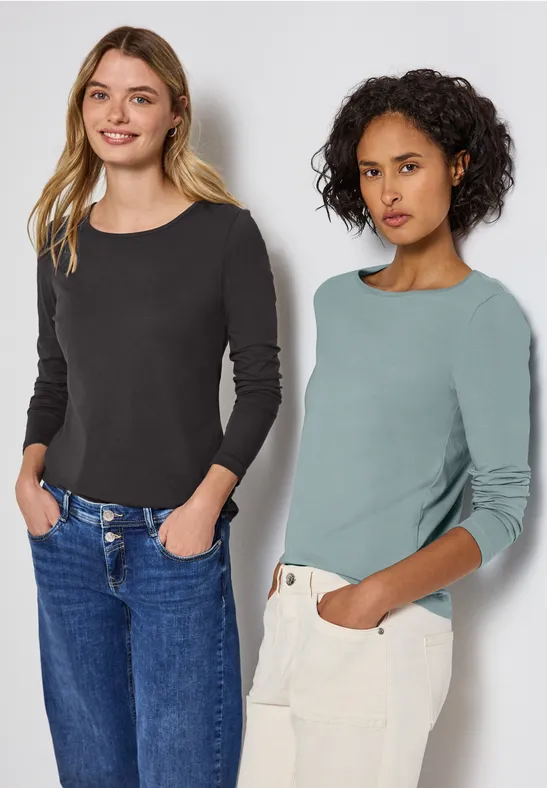 2er-Pack Langarmshirts arona blue/darkest brown