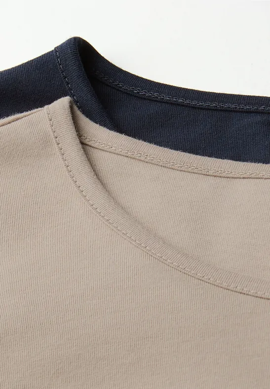 2er-Pack Langarmshirts morning beige/deep blue