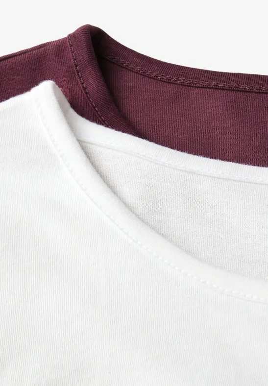 2er-Pack Langarmshirts noble red/off white