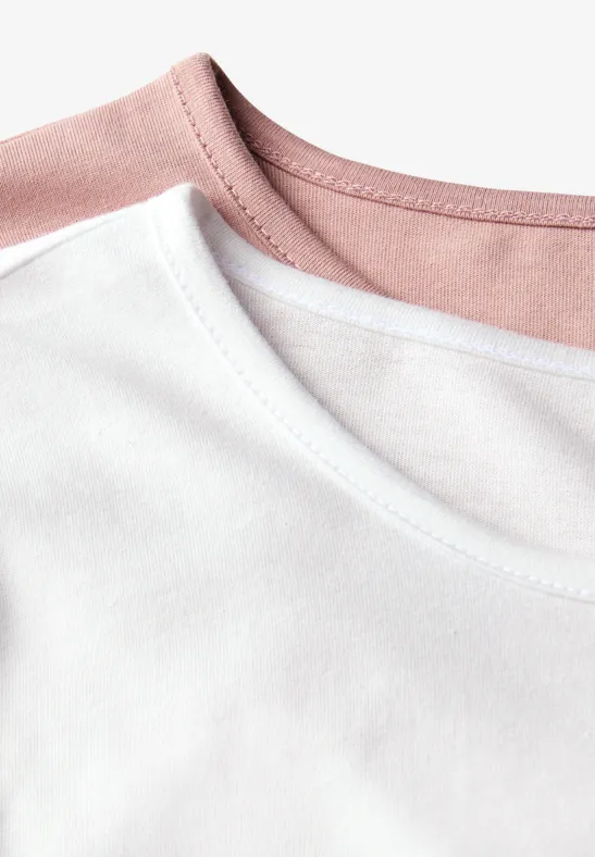 2er-Pack Langarmshirts off white/faded rose