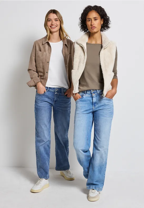 2er-Pack Langarmshirts white/bark brown