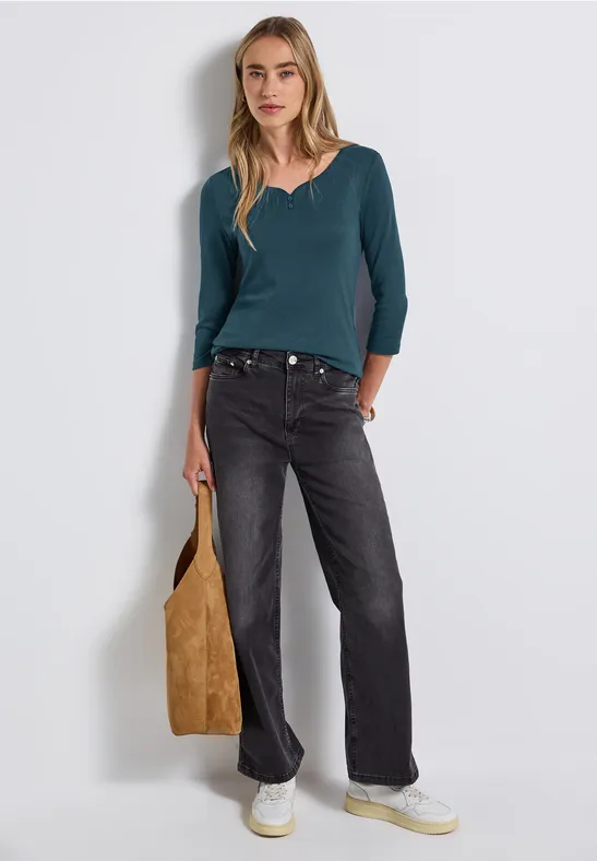 Basic Shirt mit Knopfdetail tide blue