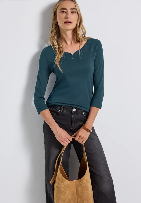 Basic Shirt mit Knopfdetail tide blue