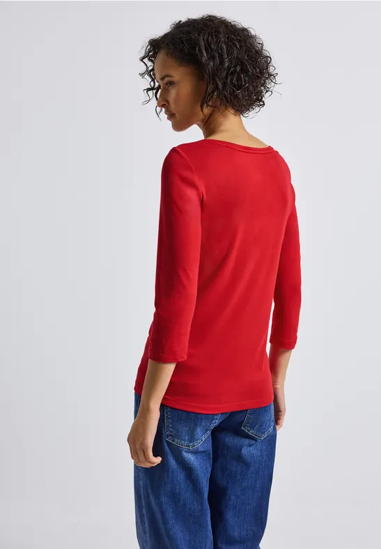 T-shirt basique avec détail de boutons racing red