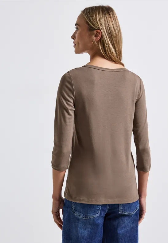 T-shirt basique avec détail de boutons silk brown