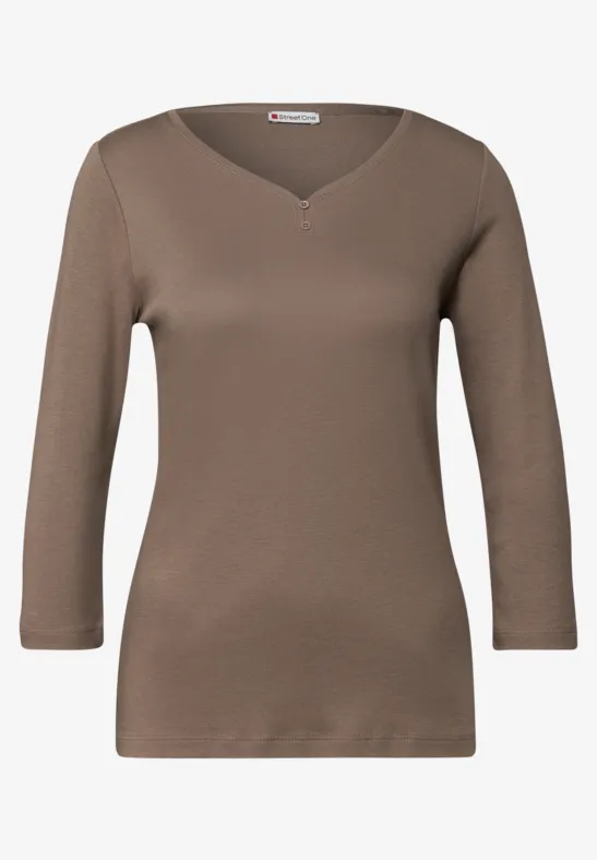 T-shirt basique avec détail de boutons silk brown