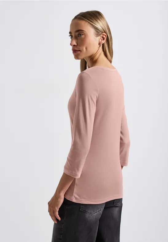 T-shirt basique avec détail de boutons faded rose