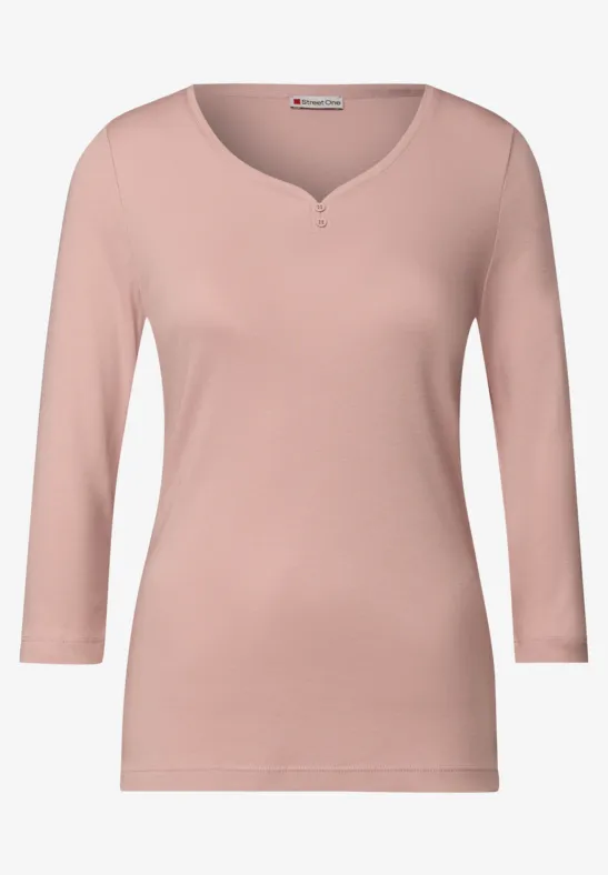 T-shirt basique avec détail de boutons faded rose
