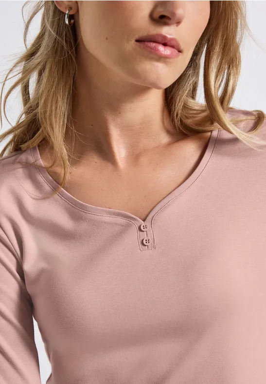 T-shirt basique avec détail de boutons faded rose