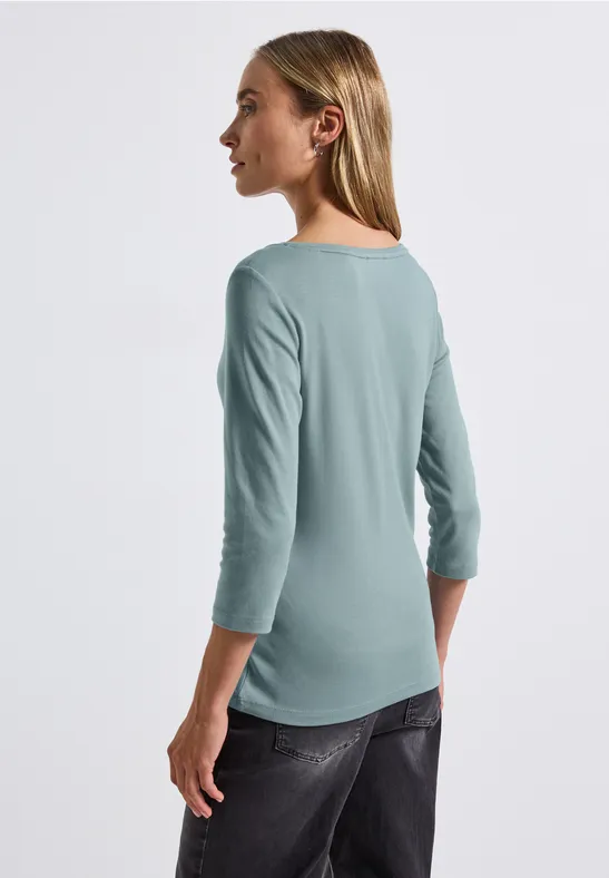 Basic Shirt mit Knopfdetail arona blue