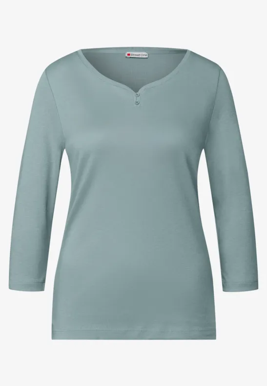Basic Shirt mit Knopfdetail arona blue