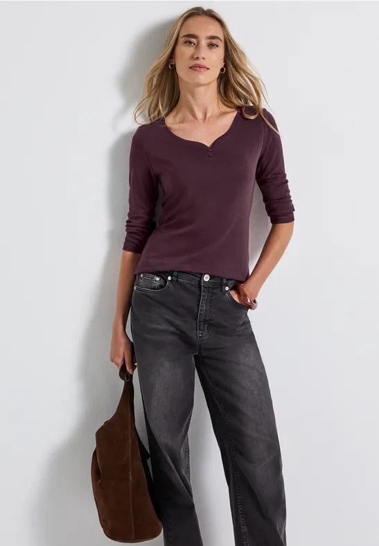 Basic Shirt mit Knopfdetail jazz berry