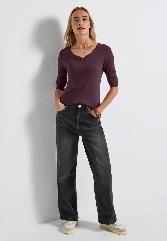 Basic Shirt mit Knopfdetail jazz berry